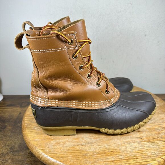 LL Bean Vintage Brown Duck Rubber Rain Boots Shoes Women's‎ Size - Main Image